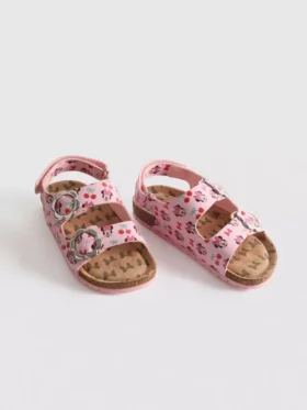 Sandálias de tiras com fivela dupla e fivela de velcro da Minnie Mouse da Disney
