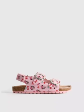 Sandálias de tiras com fivela dupla e fivela de velcro da Minnie Mouse da Disney