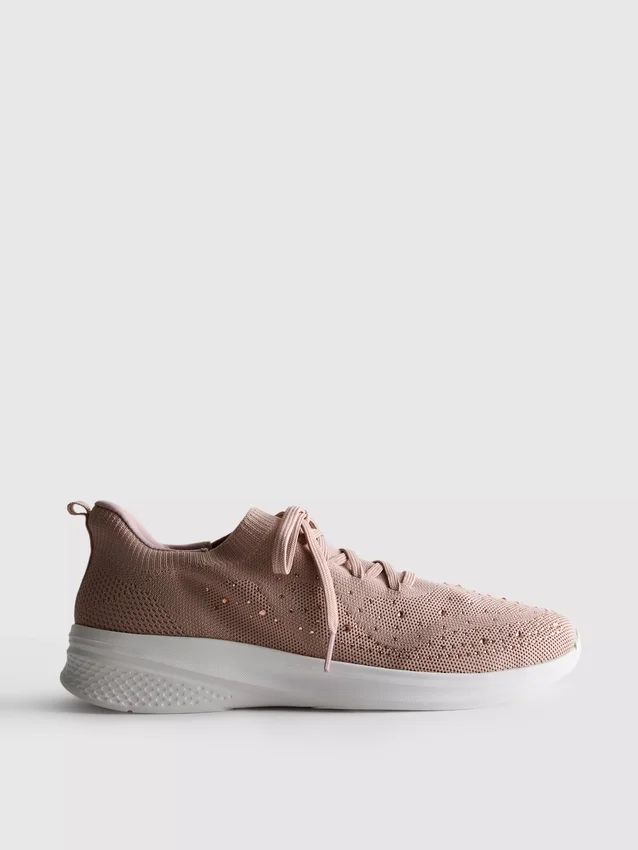 Sapatilhas slip-on com detalhes em diamantes