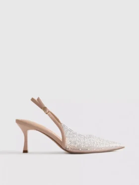 Sapatos de salto alto com tiras traseiras «Diamanta» com imitações de pérolas