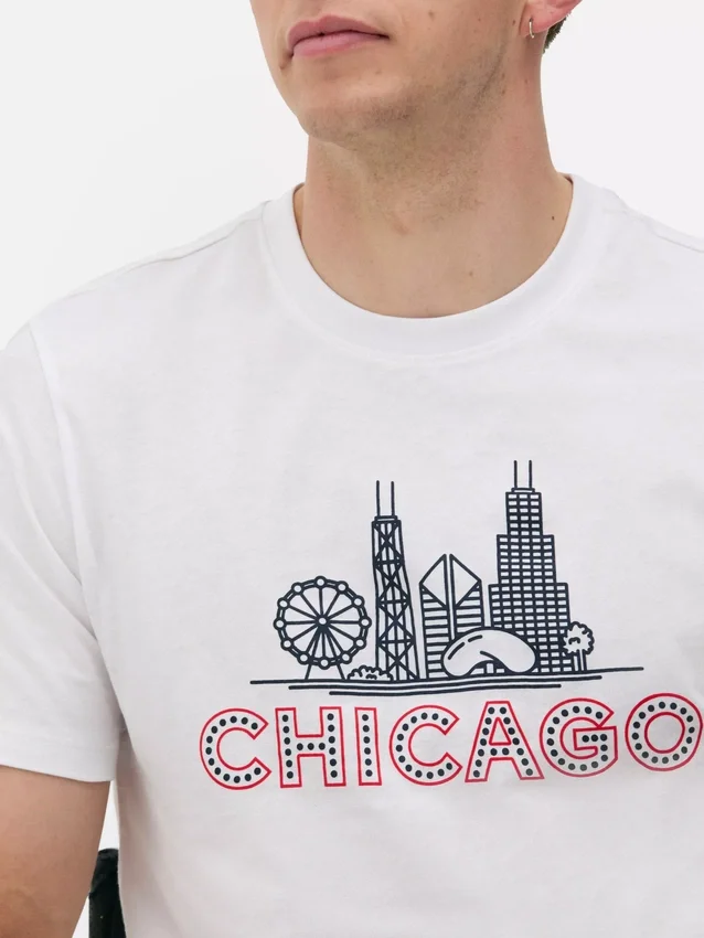 T-shirt Chicago de manga curta