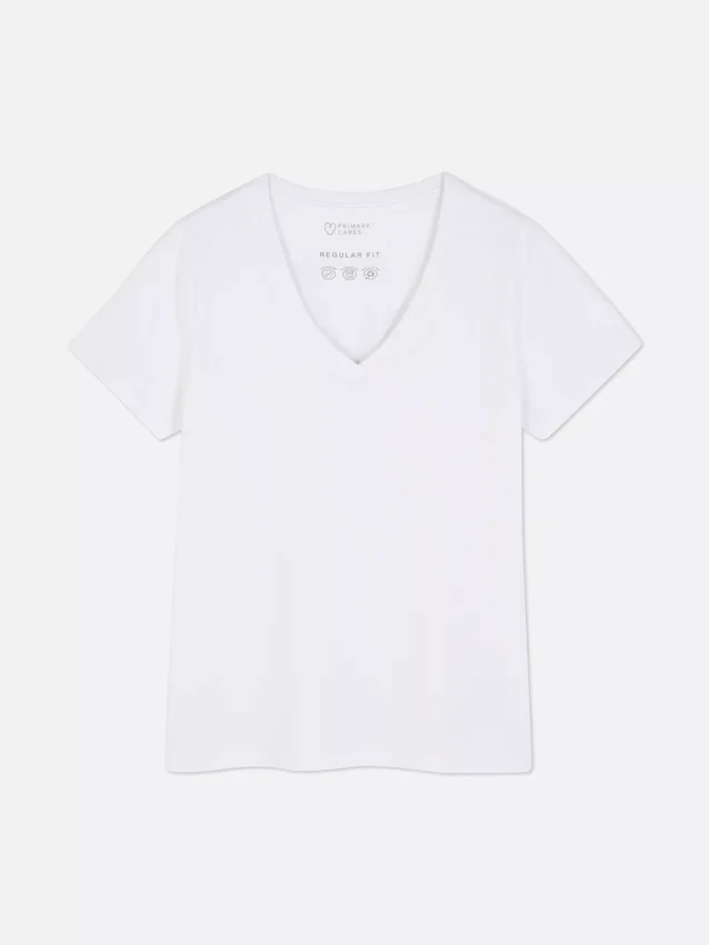 T-shirt com decote em V