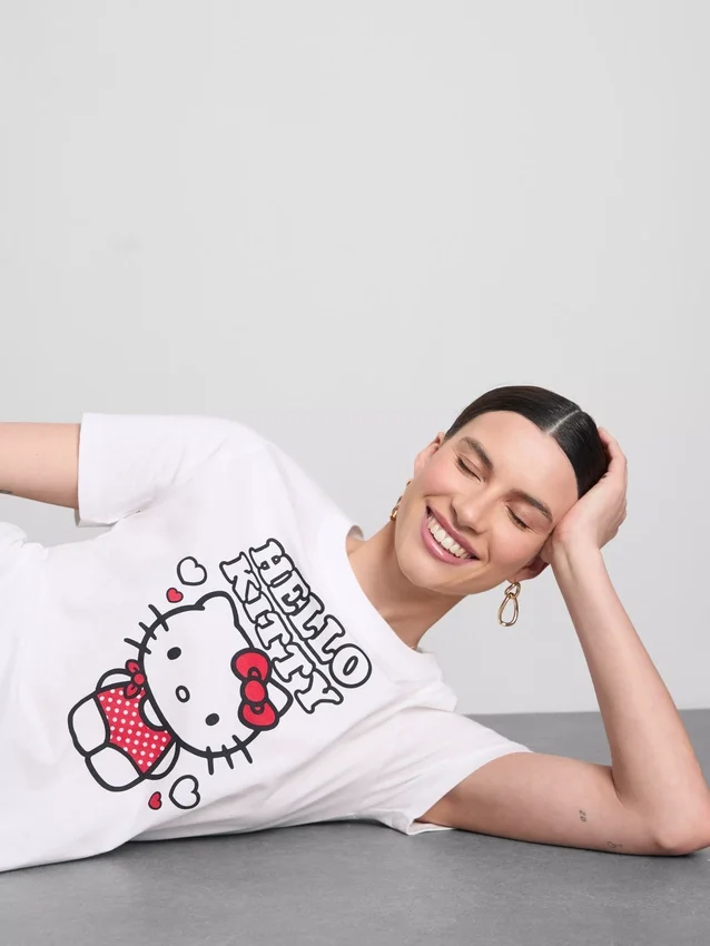 T-shirt com estampado da Hello Kitty em algodão