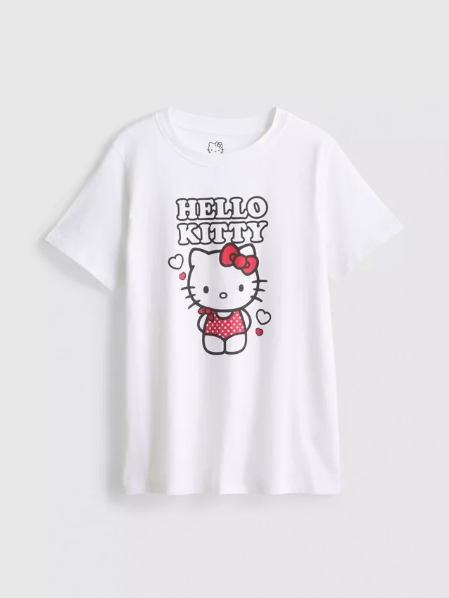 T-shirt com estampado da Hello Kitty em algodão