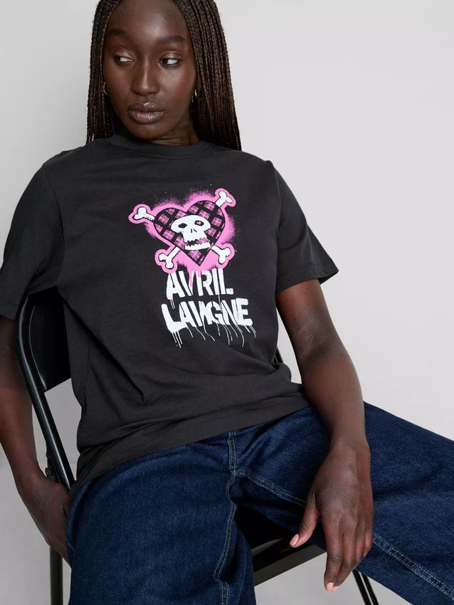T-shirt de algodão com estampado da Avril Lavigne