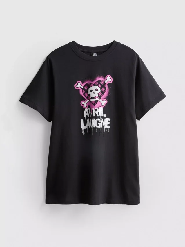 T-shirt de algodão com estampado da Avril Lavigne