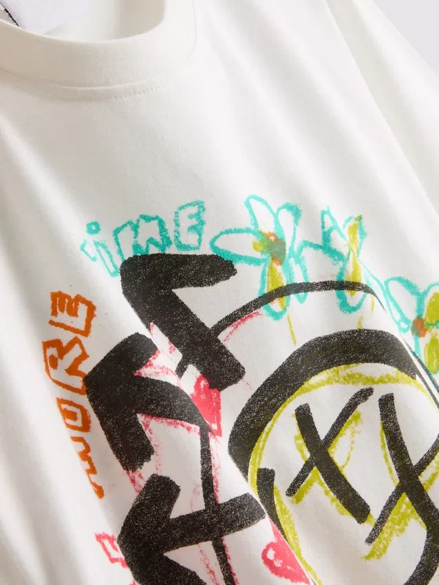 T-shirt de algodão com logótipo «Blink 182» de corte descontraído