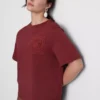 T-shirt de algodão de manga curta em croché