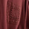 T-shirt de algodão de manga curta em croché