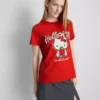 T-shirt de algodão Hello Kitty com padrão de morangos