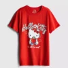 T-shirt de algodão Hello Kitty com padrão de morangos