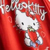 T-shirt de algodão Hello Kitty com padrão de morangos