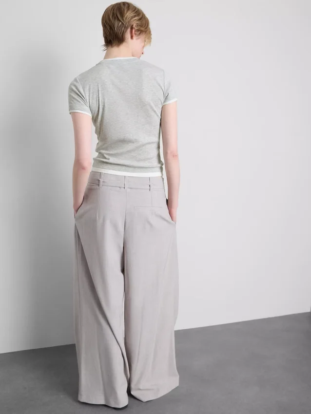 T-shirt de gola redonda com dupla camada