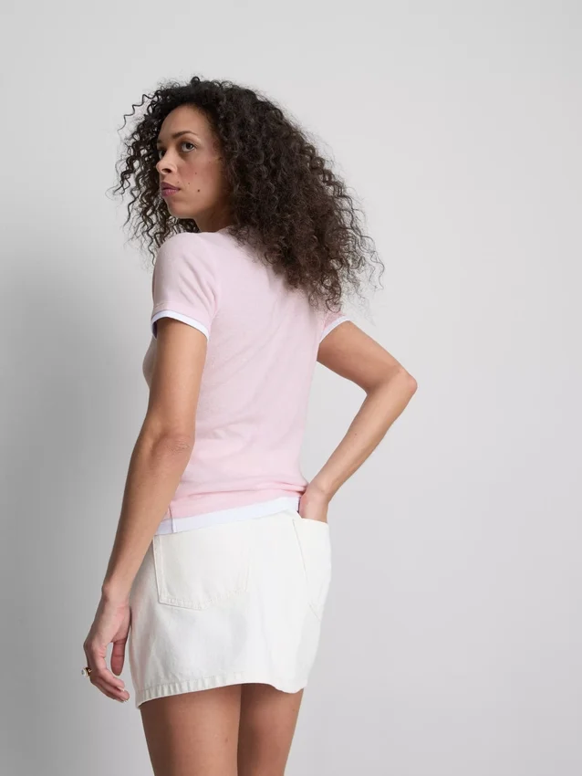 T-shirt de gola redonda com dupla camada
