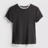 T-shirt de gola redonda com dupla camada