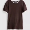 T-shirt de gola redonda com dupla camada