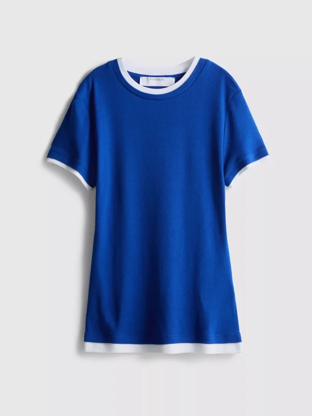 T-shirt de gola redonda com dupla camada