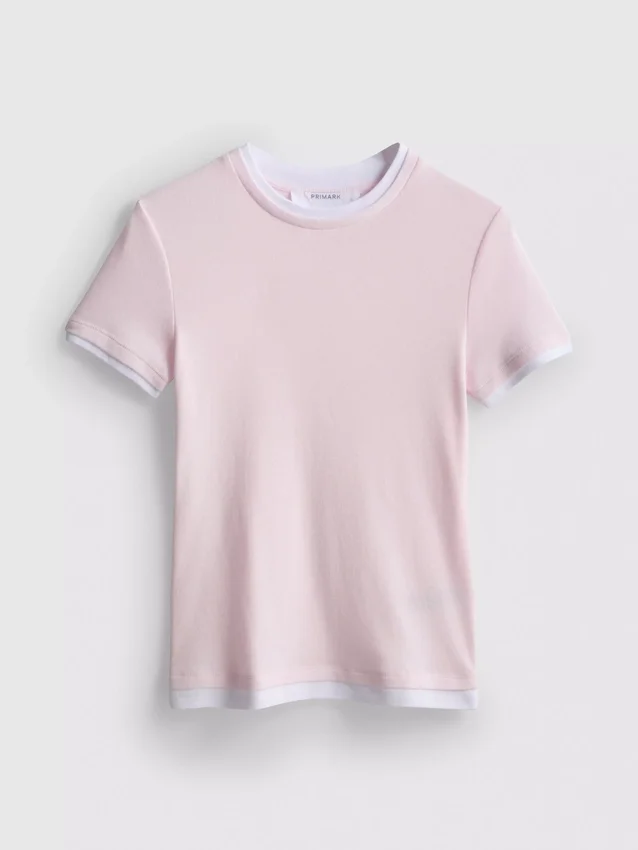 T-shirt de gola redonda com dupla camada
