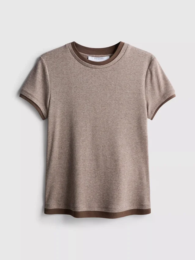 T-shirt de gola redonda com dupla camada