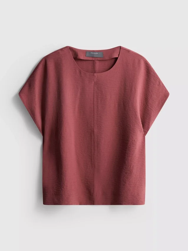 T-shirt de gola redonda descontraída com circulação de ar