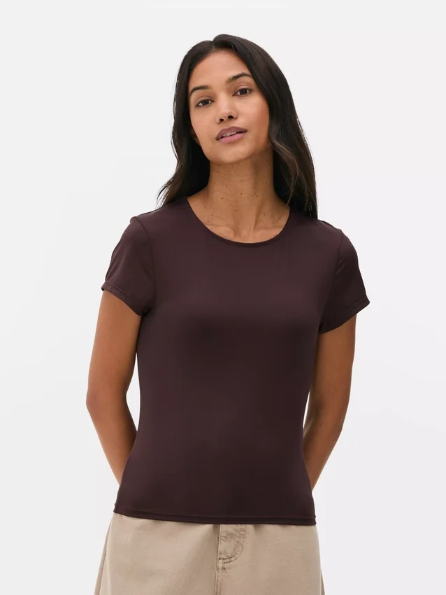 T-shirt de gola redonda «Second Skin»