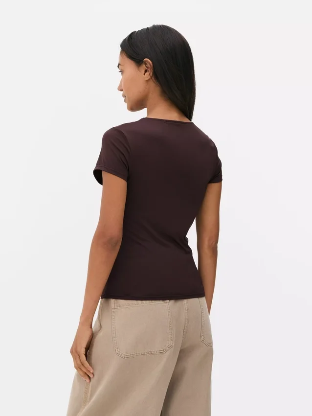 T-shirt de gola redonda «Second Skin»