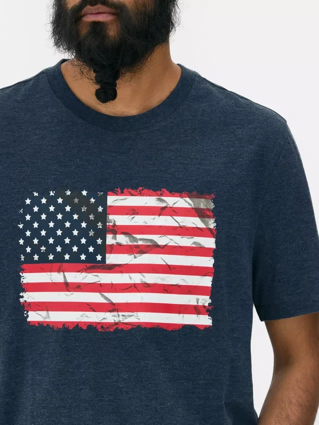 T-shirt de manga curta com bandeira americana