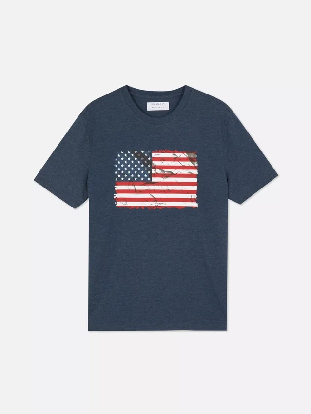 T-shirt de manga curta com bandeira americana