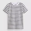T-shirt de manga curta com gola redonda às riscas