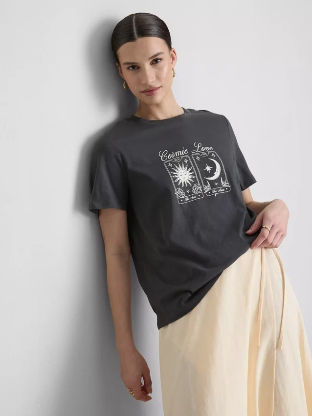 T-shirt gráfica de manga curta em algodão