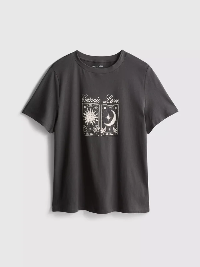 T-shirt gráfica de manga curta em algodão