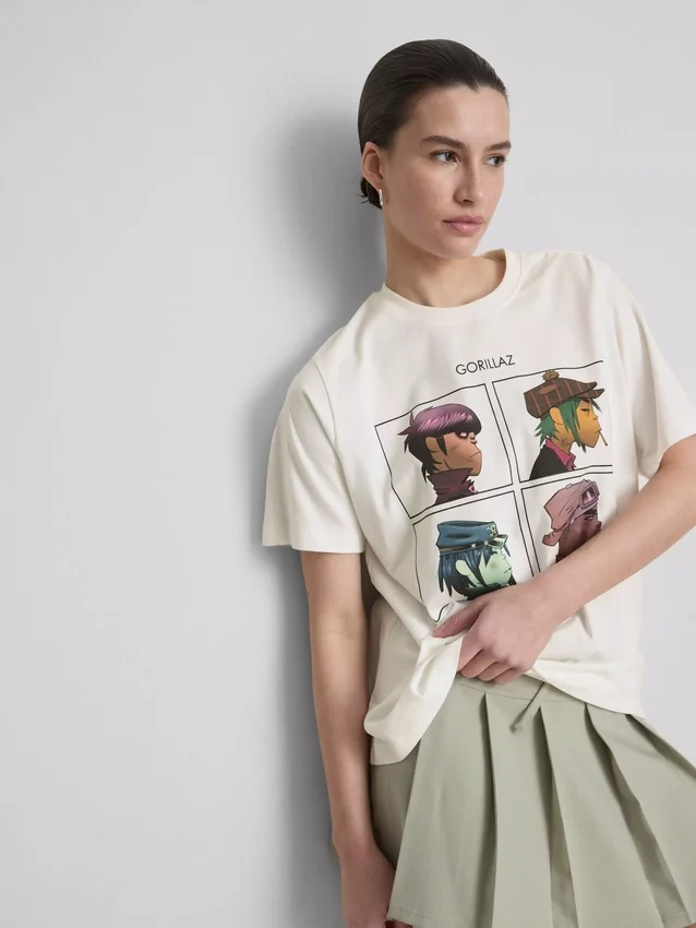 T-shirt musical com estampado Gorillaz de corte descontraído