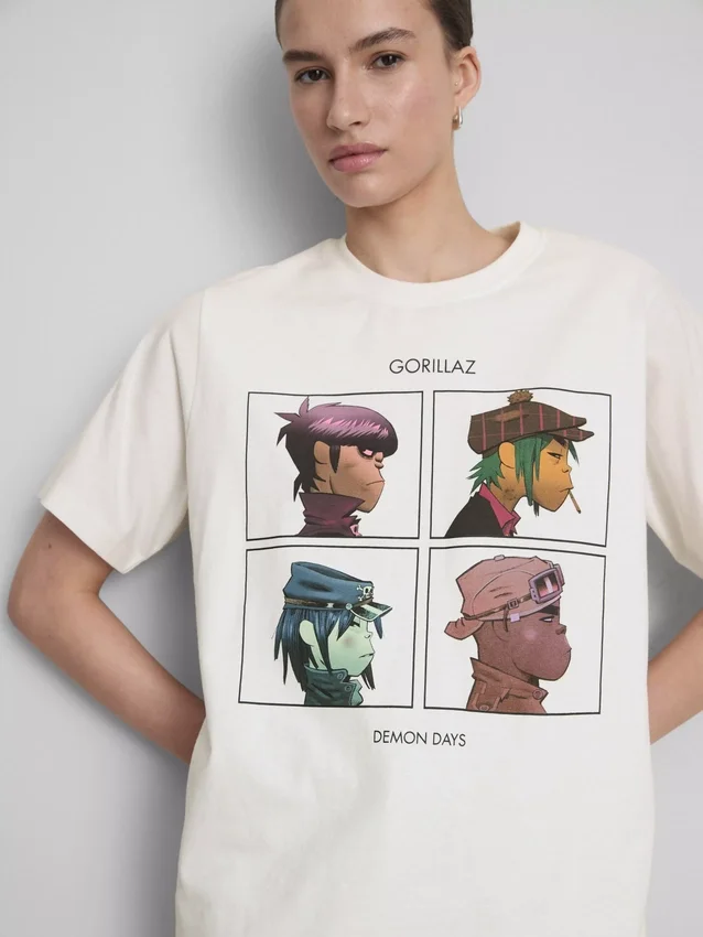 T-shirt musical com estampado Gorillaz de corte descontraído
