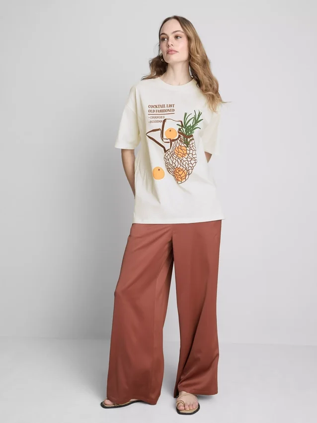T-shirt oversized de algodão ao estilo retro
