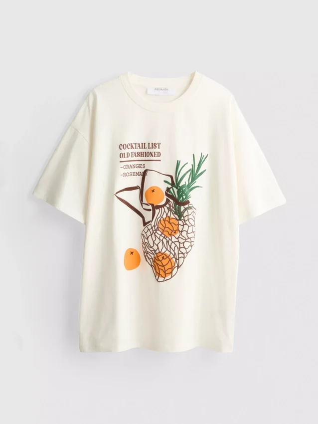 T-shirt oversized de algodão ao estilo retro