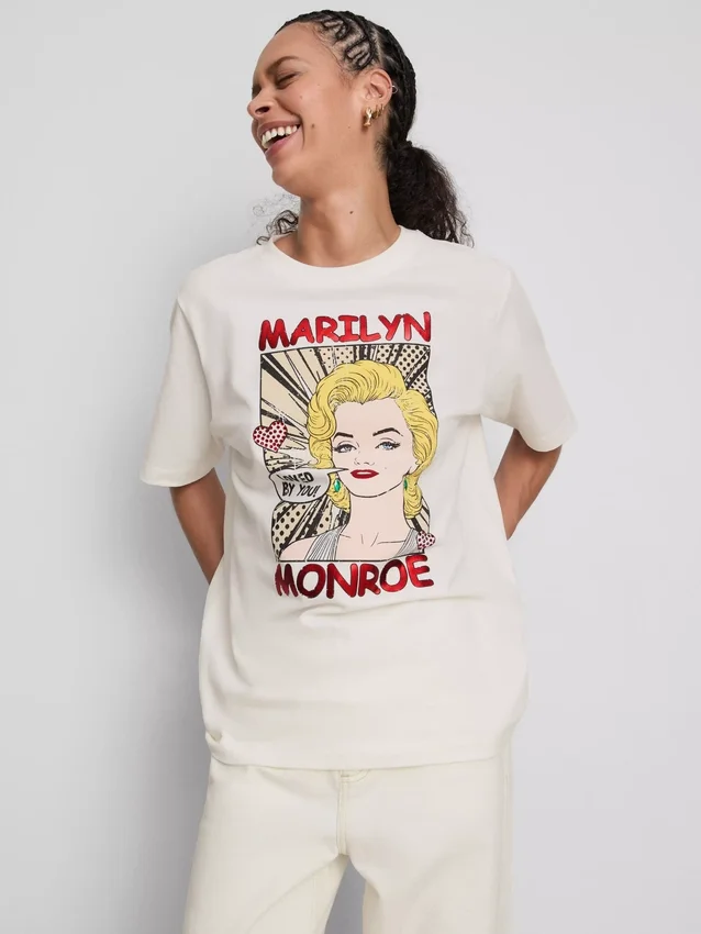 T-shirt oversized de algodão com estampa da Marilyn Monroe