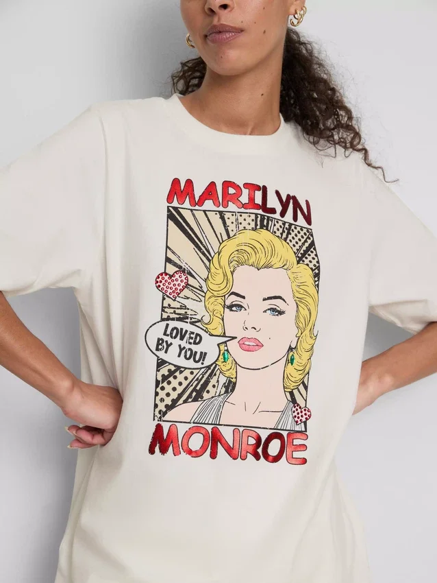 T-shirt oversized de algodão com estampa da Marilyn Monroe