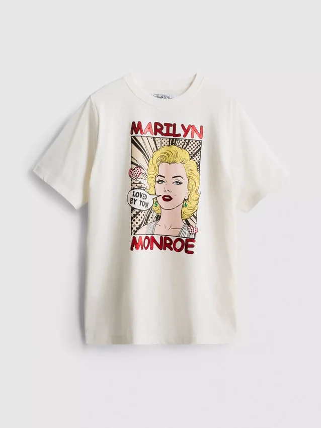 T-shirt oversized de algodão com estampa da Marilyn Monroe