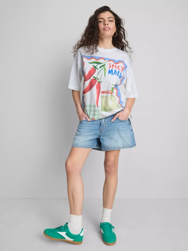 The Primark Scene | T-shirt oversized de algodão com estampa de margarida