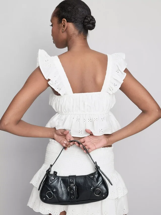 The Primark Scene | Top curto de algodão com folhos e aberturas
