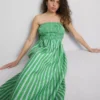 The Primark Scene | Vestido midi bandeau com riscas franzidas