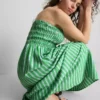 The Primark Scene | Vestido midi bandeau com riscas franzidas