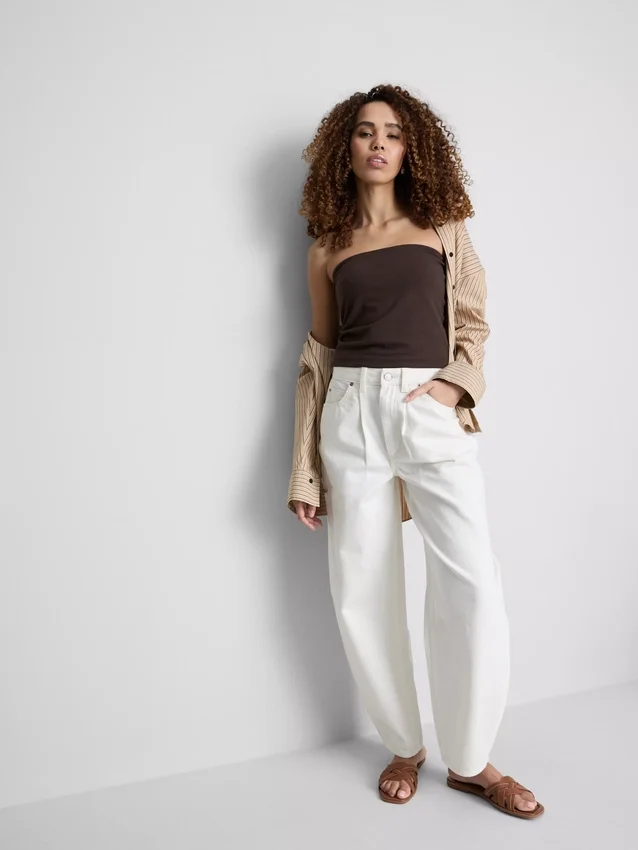 Top bandeau com elevada percentagem de algodão