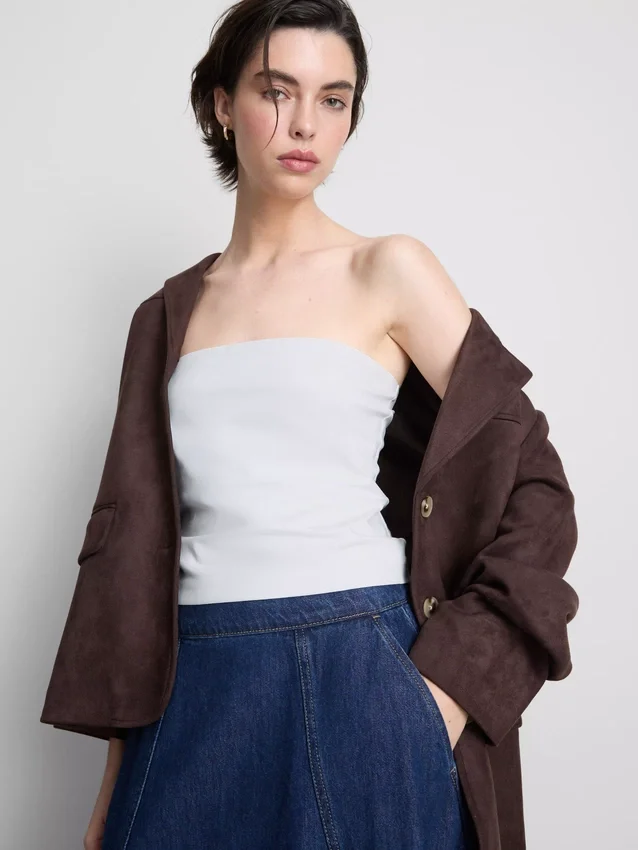Top bandeau com elevada percentagem de algodão
