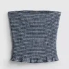Top bandeau com folhos em xadrez da Paula Echevarría