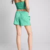 Top bandeau curto às riscas, com elevado teor de algodão