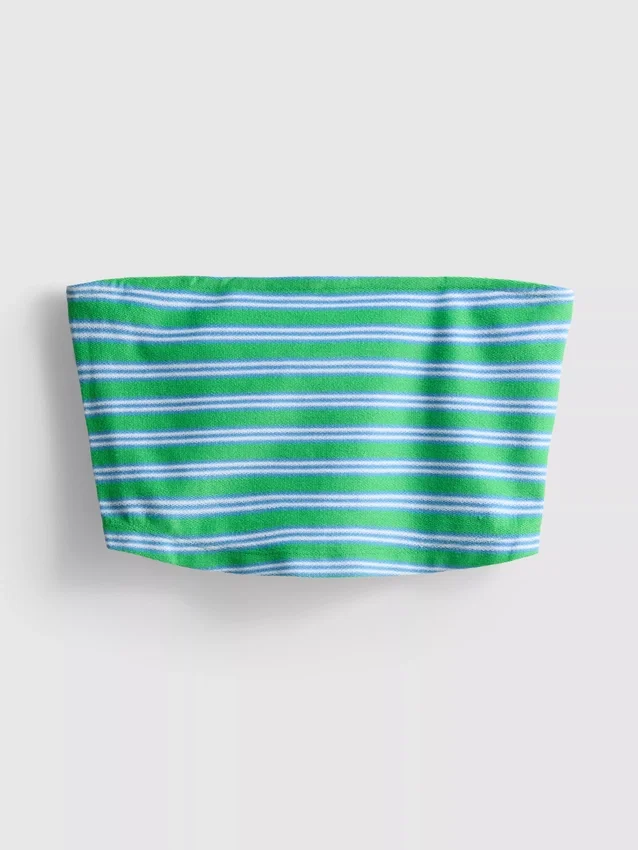 Top bandeau curto às riscas, com elevado teor de algodão