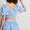 Top bardot com mangas bufantes às riscas