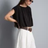 Top curto com caimento drapeado, rico em modal