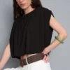 Top curto com caimento drapeado, rico em modal